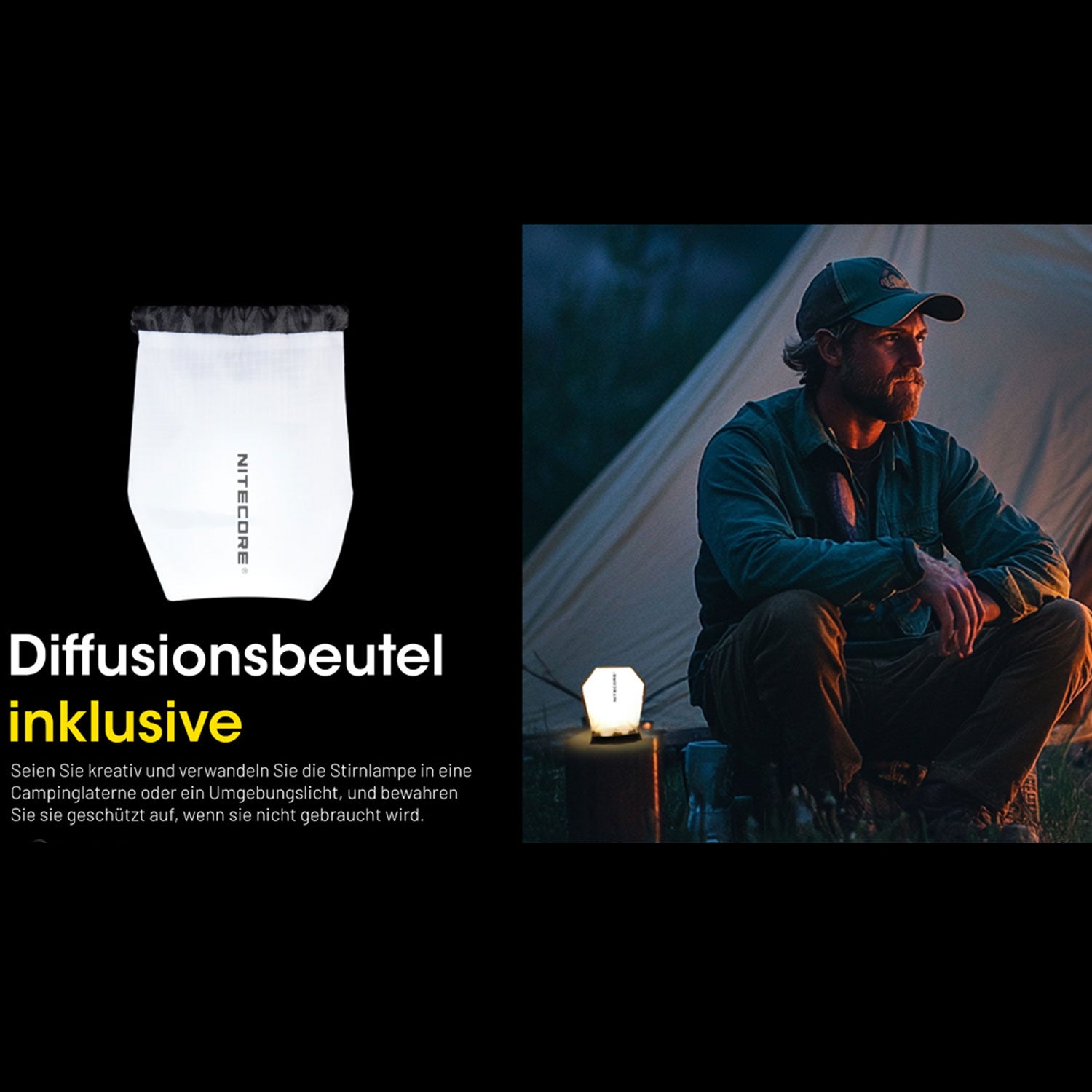Nitecore HA15 UHE LED Stirnlampe 400 Lumen mit Rotlicht & USB-C Akku NL1411R – Detailansicht
