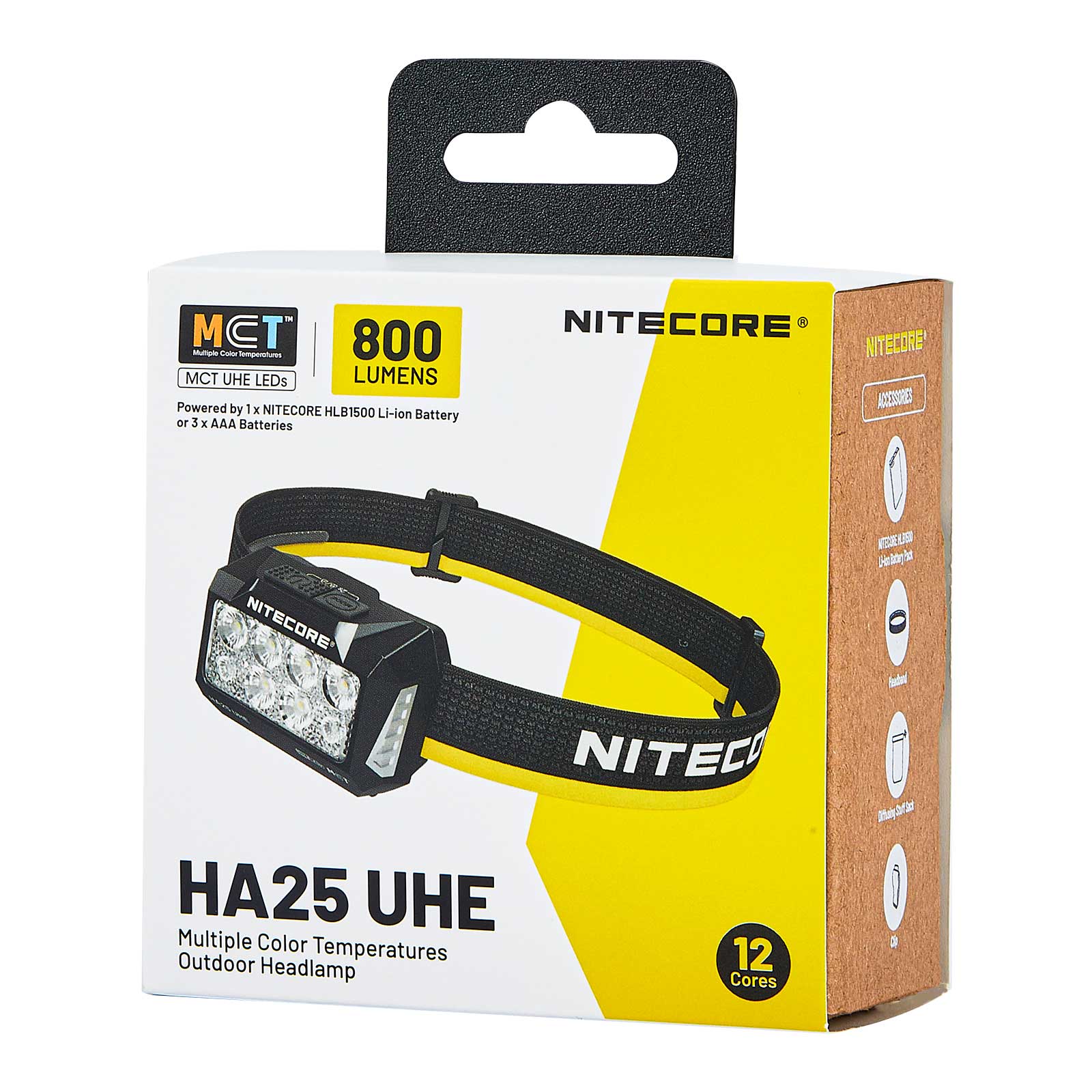 Nitecore HA25 UHE – LED Stirnlampe mit 3 Lichtfarben, 800 Lumen, Rotlicht, USB-C Akku – Lieferumfang und Verpackung, Kopfband und Tragesystem – Detailansicht 12