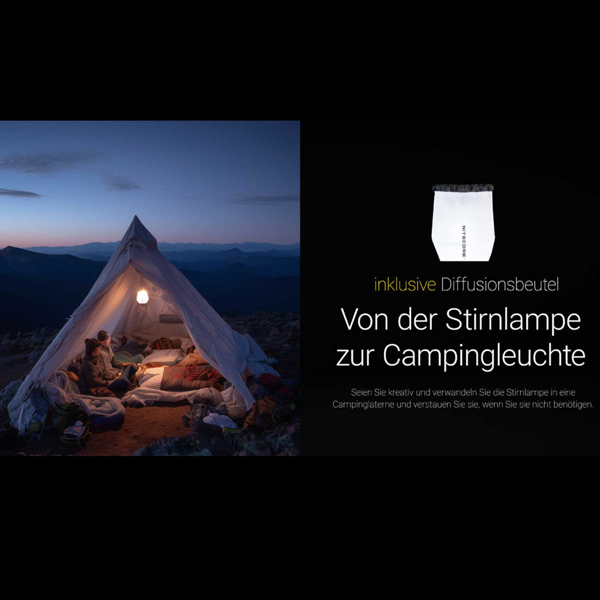 Nitecore HA27 UHE Stirnlampe – 800 Lumen mit Akku & AAA-Betrieb USB-C – Detailansicht