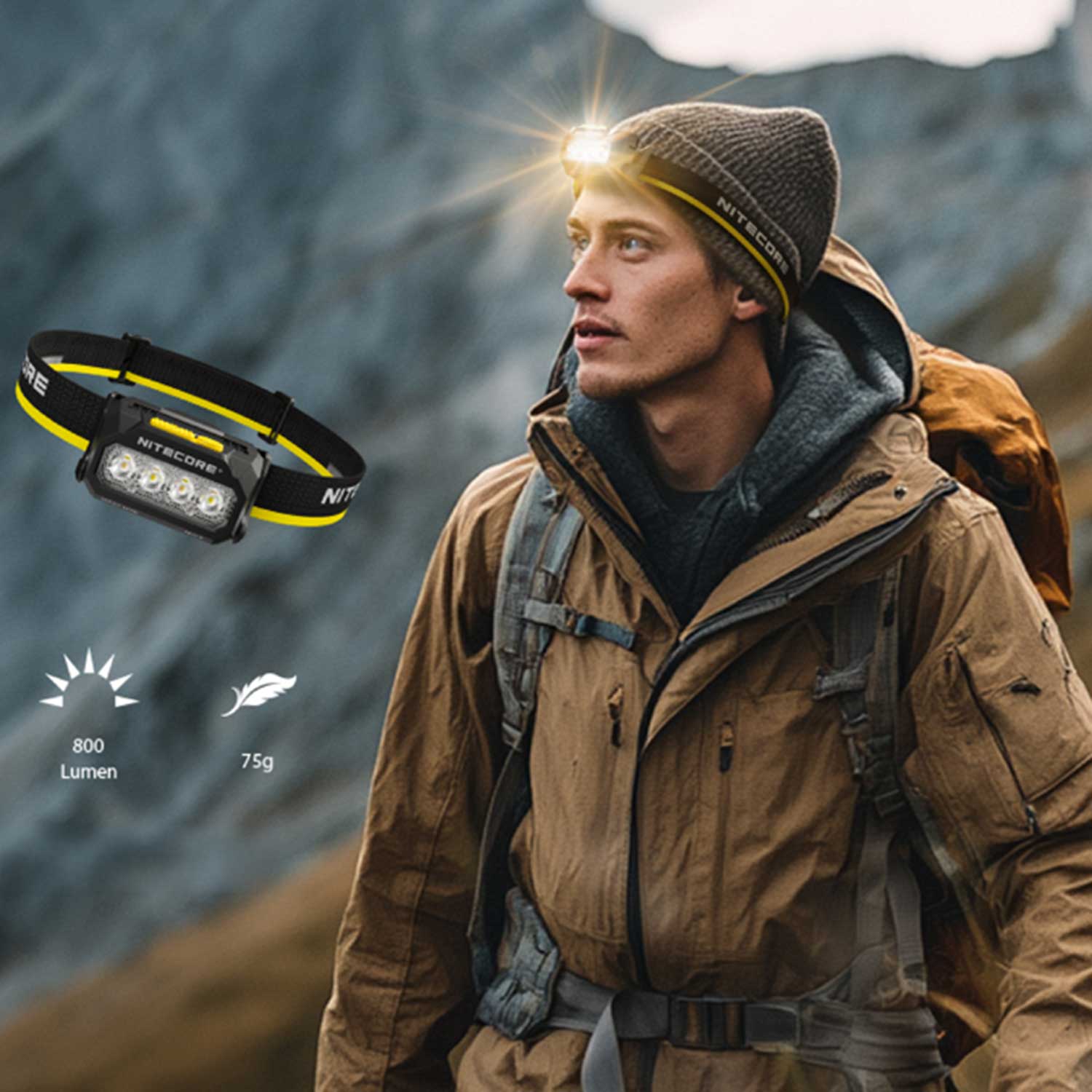 Nitecore HA27 UHE Stirnlampe – 800 Lumen mit Akku & AAA-Betrieb USB-C – Detailansicht