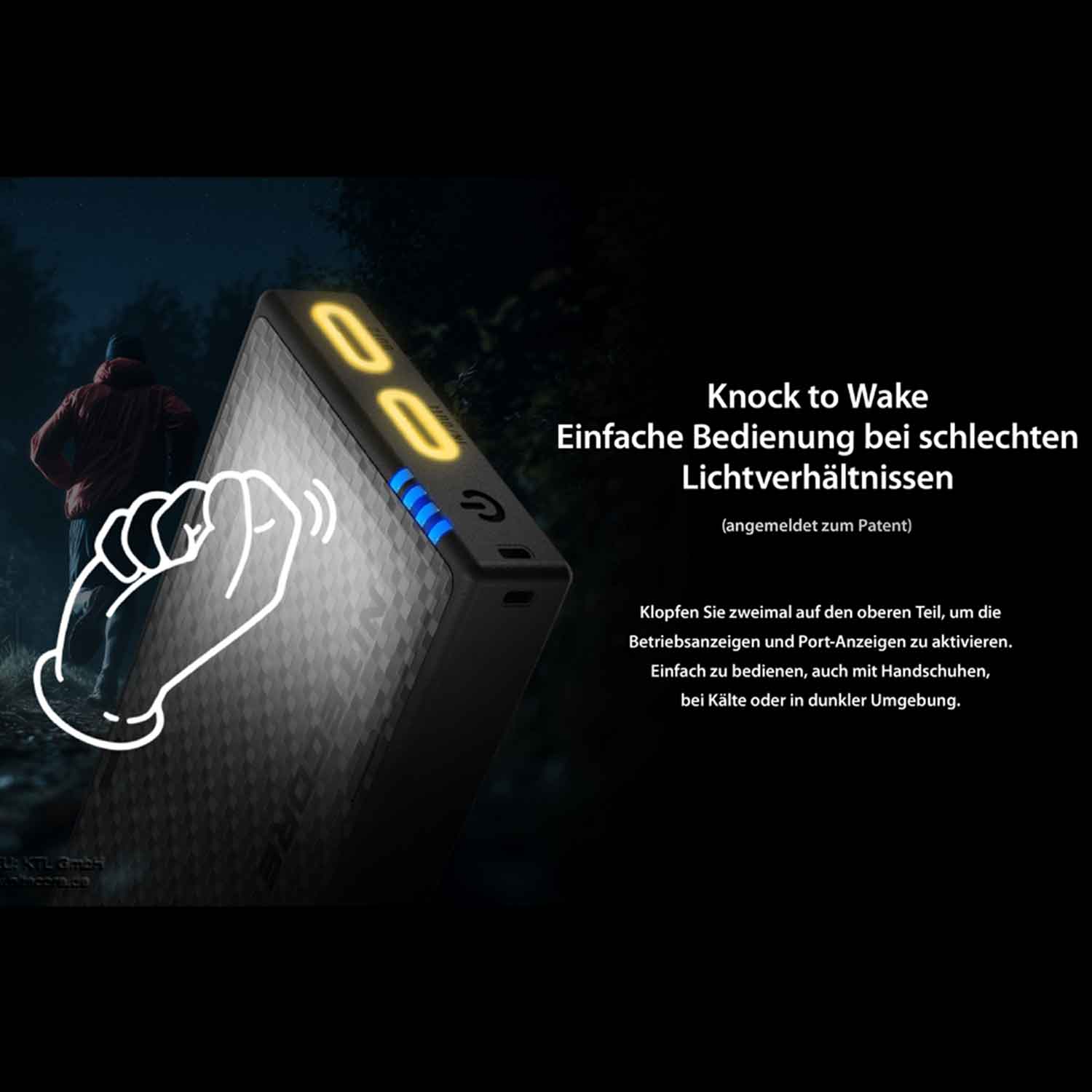 Nitecore NB10000 Gen4 – 10000mAh Carbon Powerbank, Dual USB-C, Pass-Through – Detailansicht