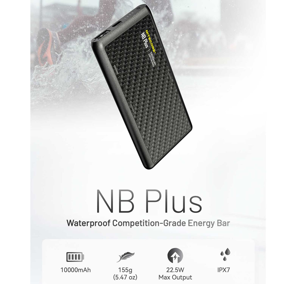 Nitecore NB Plus – 10.000mAh Carbon Powerbank mit USB-C & USB-A, PD/QC, IPX7 – Akkukapazität – Detailansicht 9