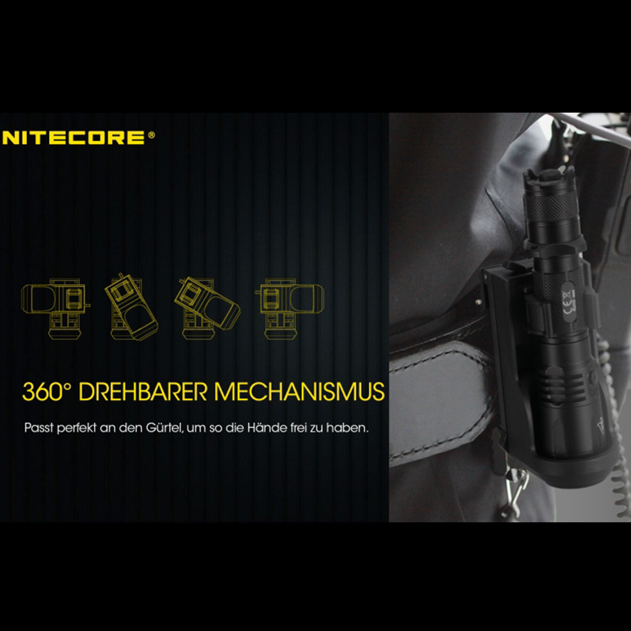 Nitecore Tactical Holster für Taschenlampen – NTH10, NTH20 & NTH25 – Detailansicht
