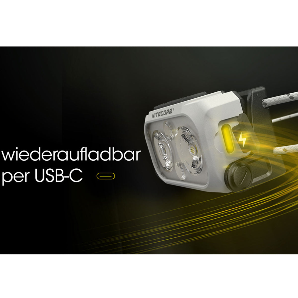 Nitecore NU21 weiß - LED Stirnlampe 360 Lumen mit Rotlicht & USB-C ultraleicht – Detailansicht