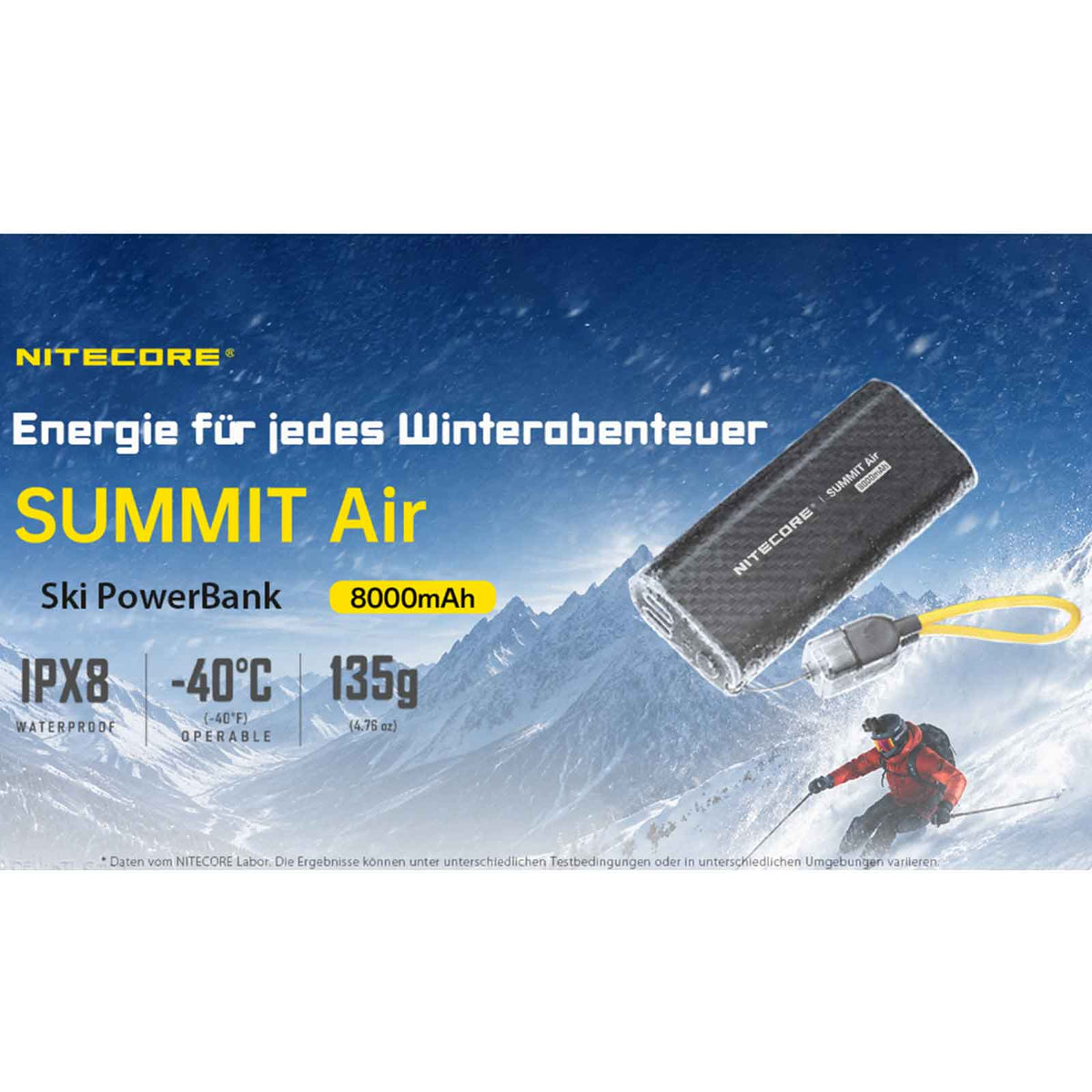 Nitecore SUMMIT Air – 8000mAh Powerbank mit 2x USB-C, kältebeständig bis -40 °C