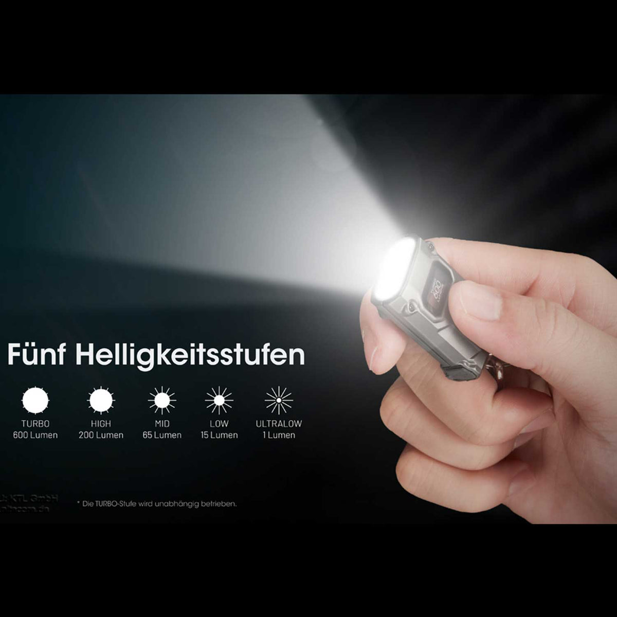 Nitecore TINI 3 LED Schlüsselbundlampe 600 Lumen 3000k-6500k USB-C in 3 Farben – Detailansicht