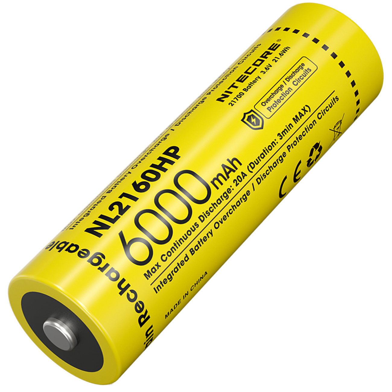 Nitecore Li-Ion Akku NL2160HP 21700 3,6V 6000mAH 20A Schutzschaltung