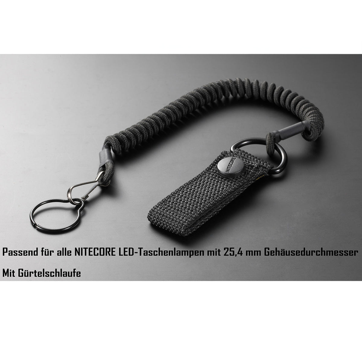 Nitecore Tactical Lanyard NTL20 - Robuste Gürtelschlaufe mit Spiralkabel 100cm – Detailansicht