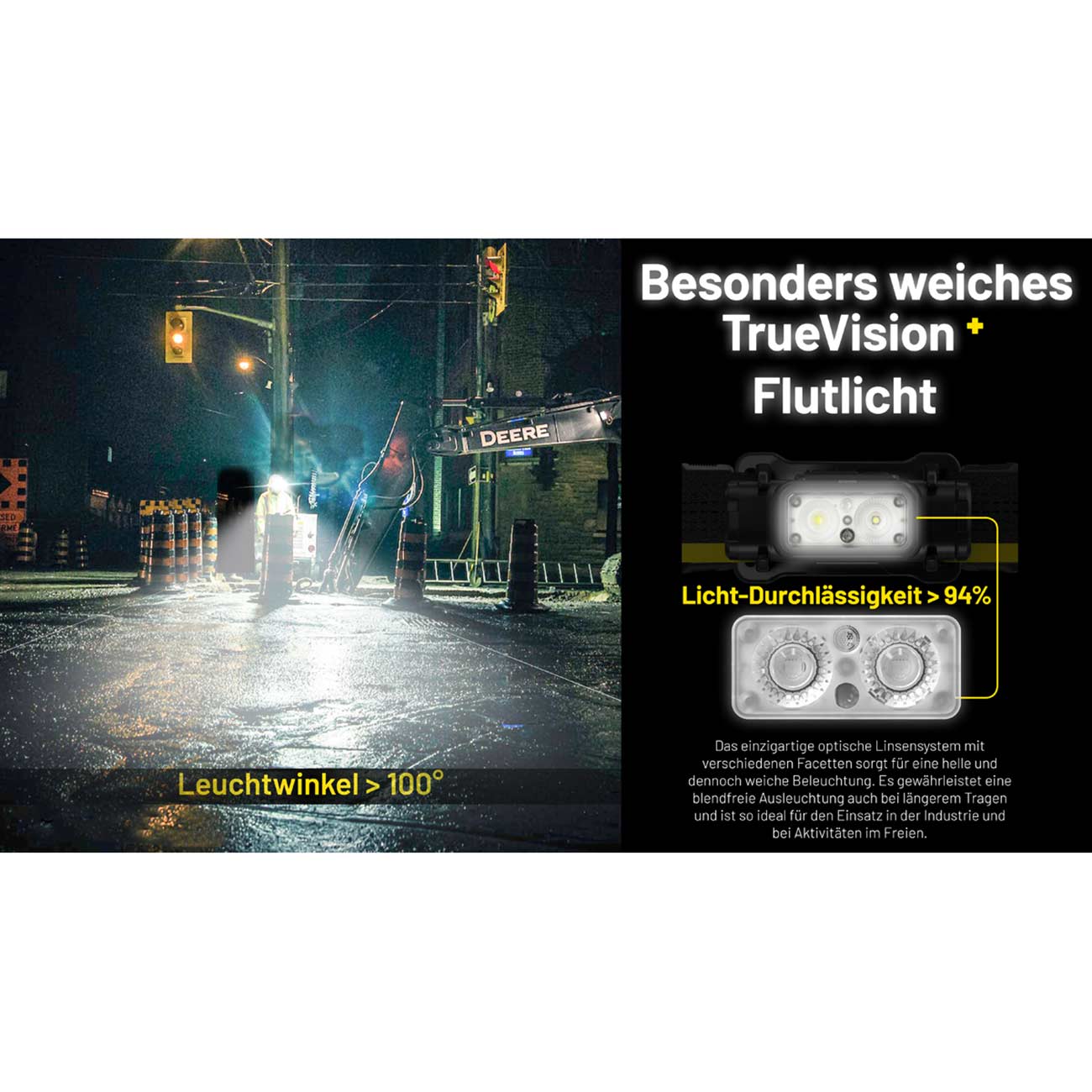 Nitecore NU53 - 1800 Lumen LED Stirnlampe, Akku, Diffusorbeutel, leicht, Rotlicht – Detailansicht