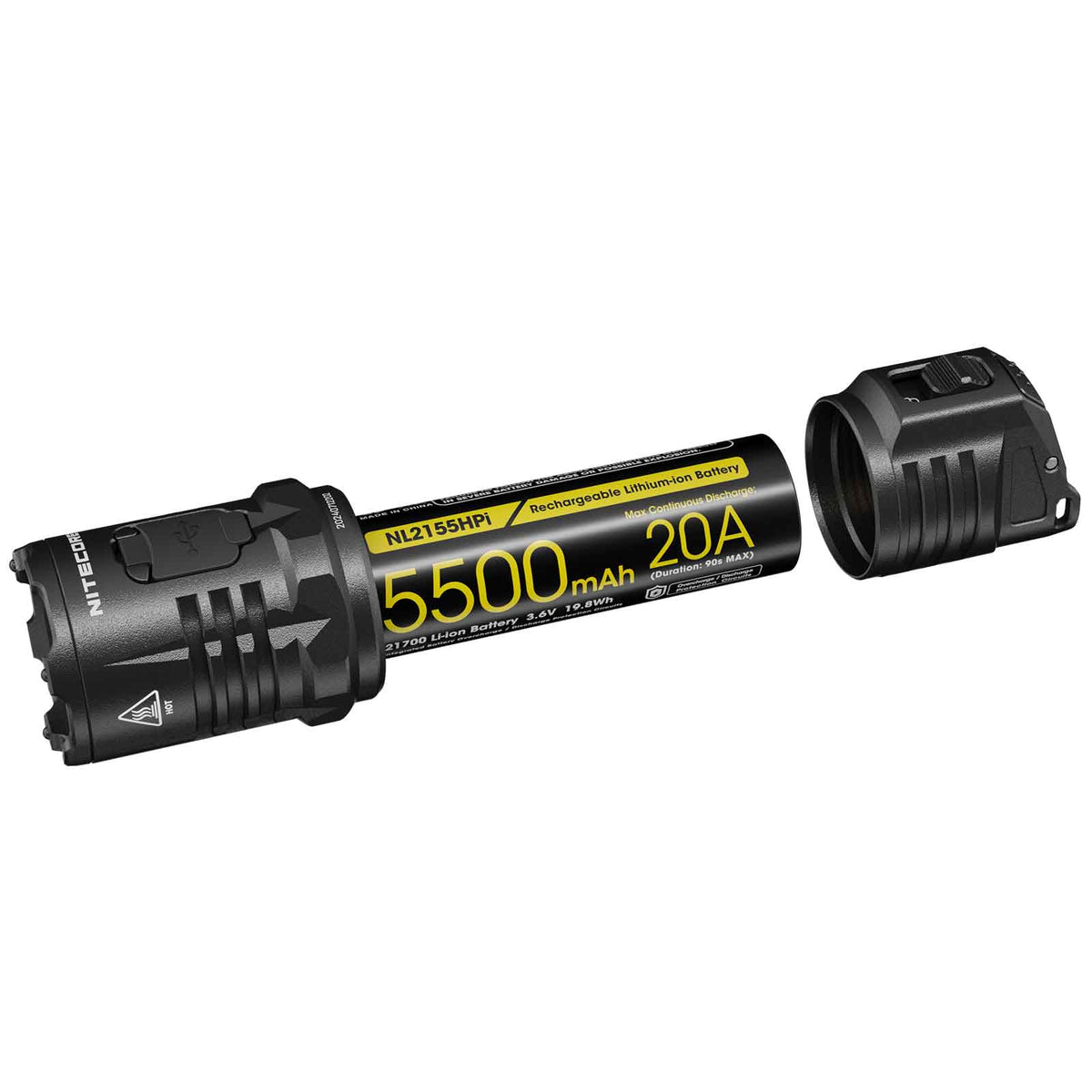 Nitecore P27iX – Polizei Taschenlampe mit Spot-und Flutlicht, 5000 lm, Akku, USB-C – Akku und Energieversorgung