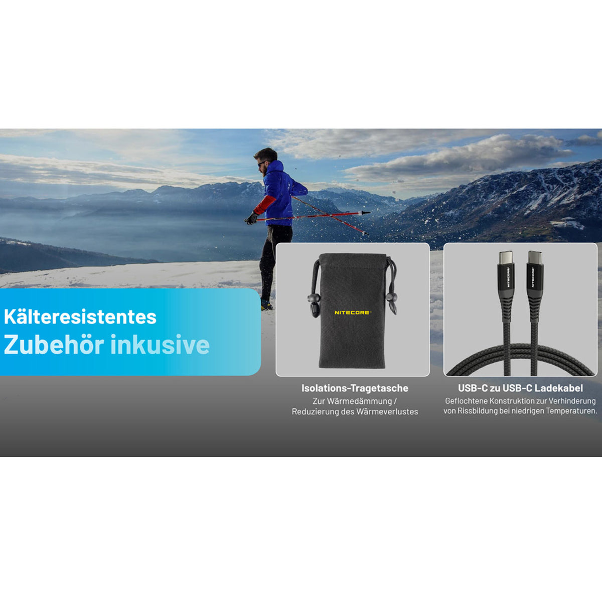 Nitecore Summit 10000 - 10.000mAh Powerbank, kältebeständig, Carbongehäuse, USB – Detailansicht