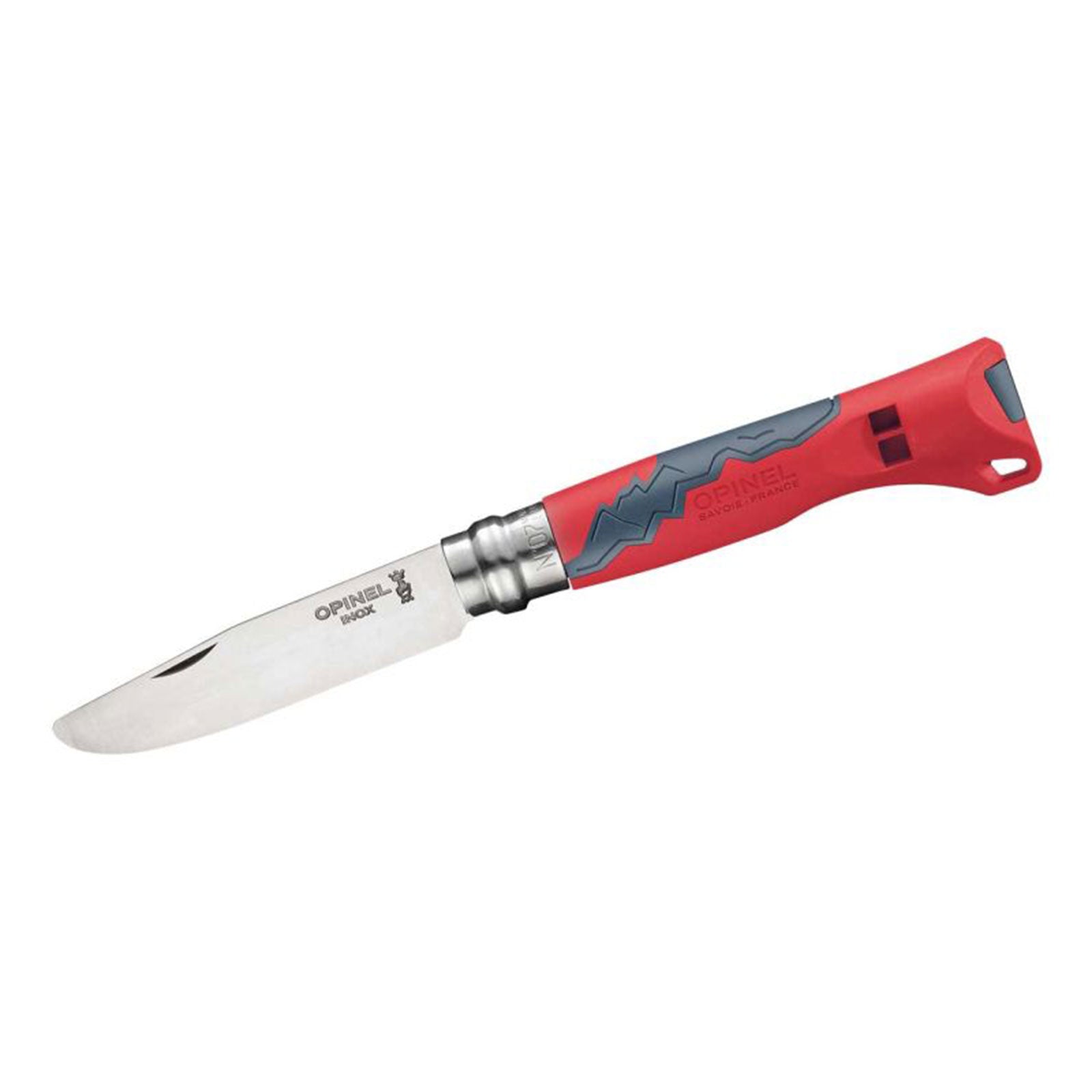 Opinel No 07 Outdoor Junior Kindermesser mit Signalpfeife – Outdoor-Einsatz / Messeransicht