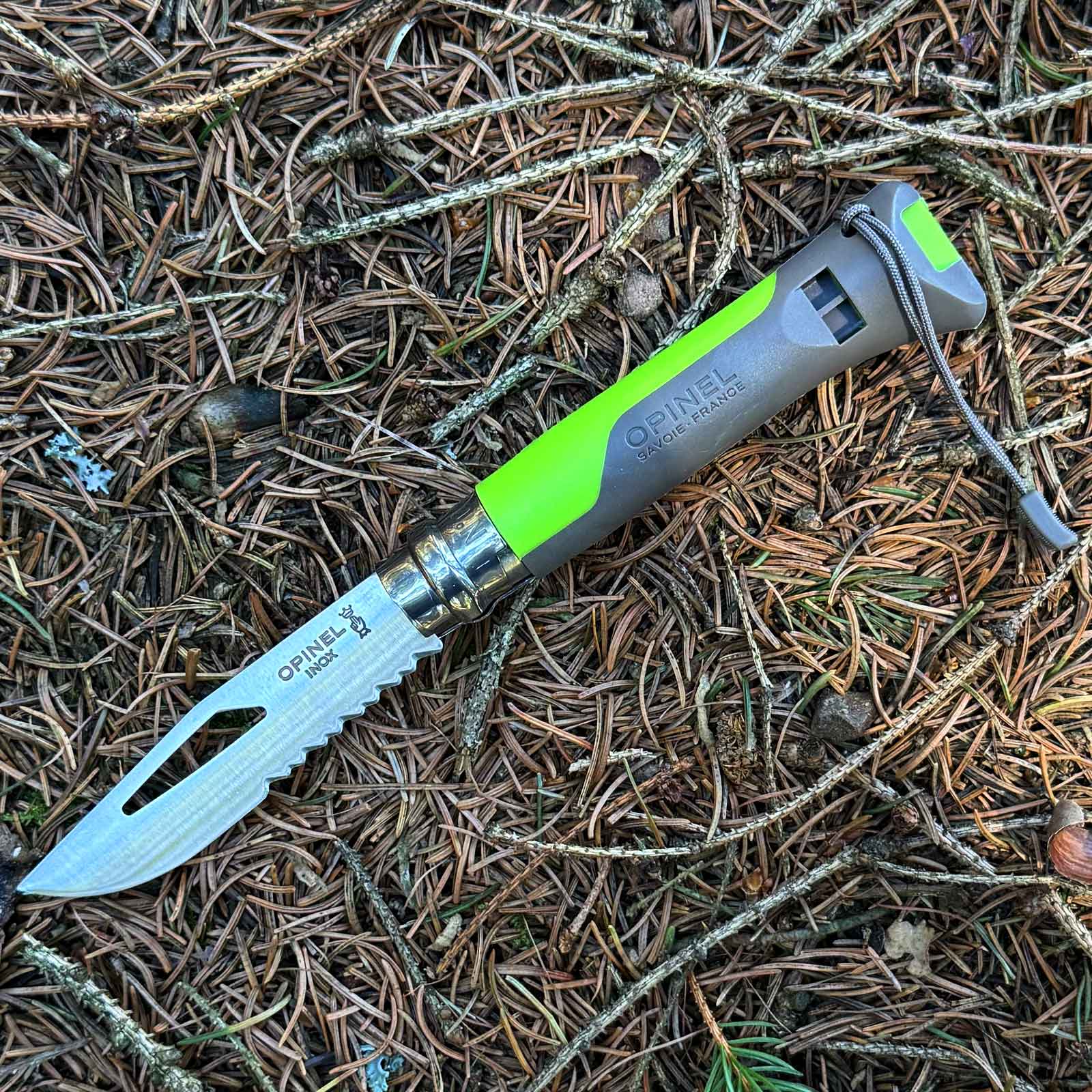 Opinel No 08 Outdoor Sports Taschenmesser in 4 Farben – Farbvariante grün, für Outdoor und Camping – Detailansicht 6