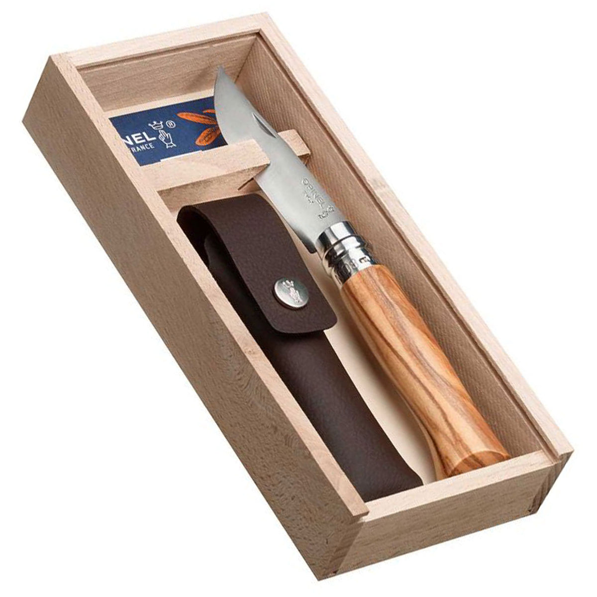 Opinel No. 08 Taschenmesser mit Kunstlederetui - Geschenkset in 2 Varianten