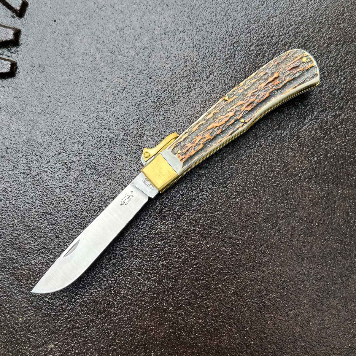 Otter 05 Hirschhorn Taschenmesser - Klinge ausgeklappt