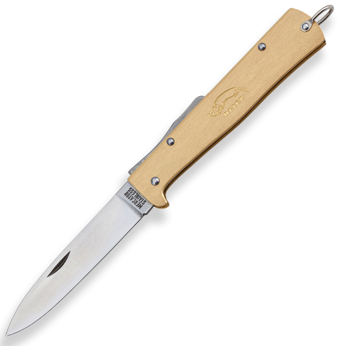 Otter Mercator Clip Messing Taschenmesser, rostfreie Klinge (10-736 rg R) – Detailansicht