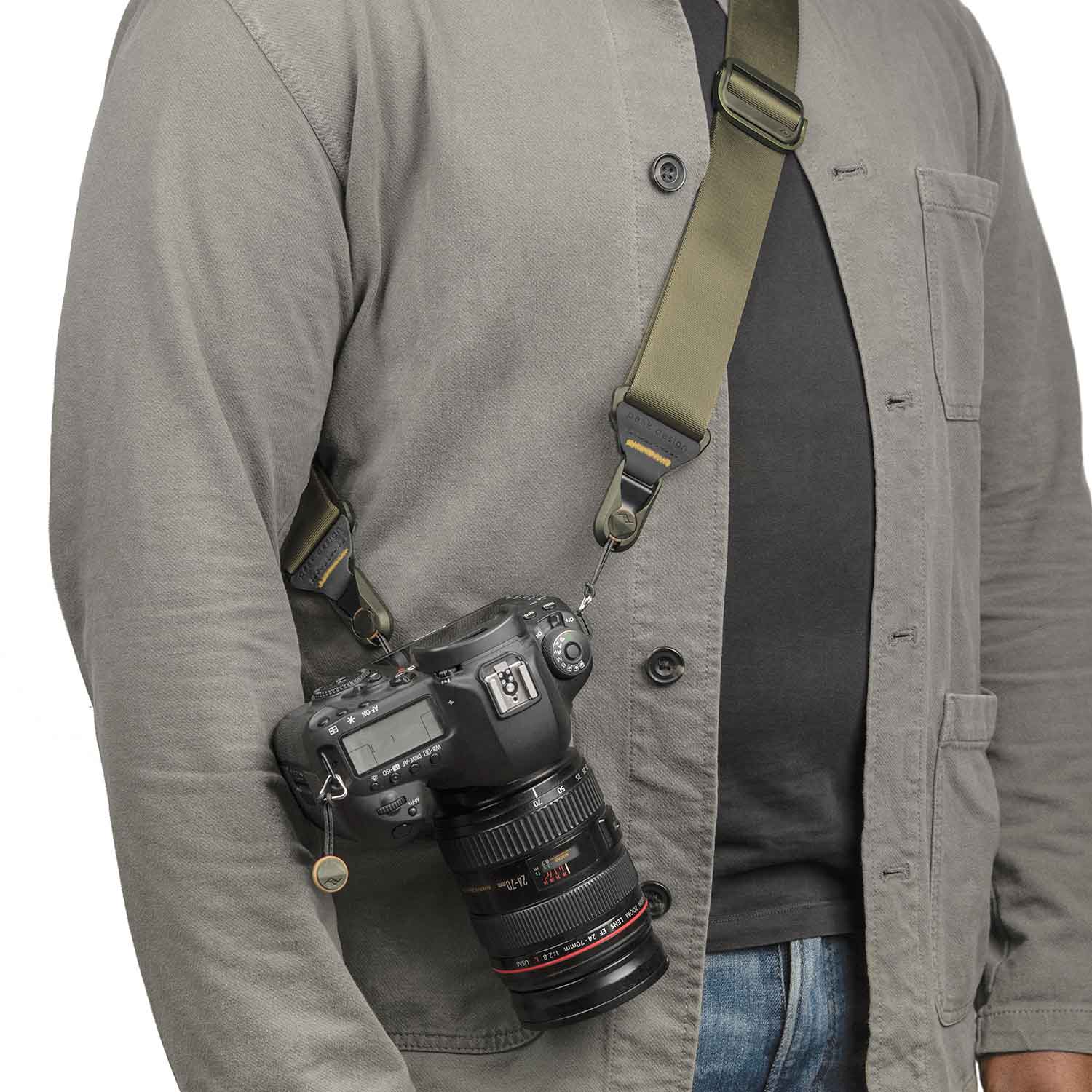Peak Design Slide – Premium Kameragurt für DSLR und Systemkameras, Farbe hellgrau – Peakdesign slide oliv gruen