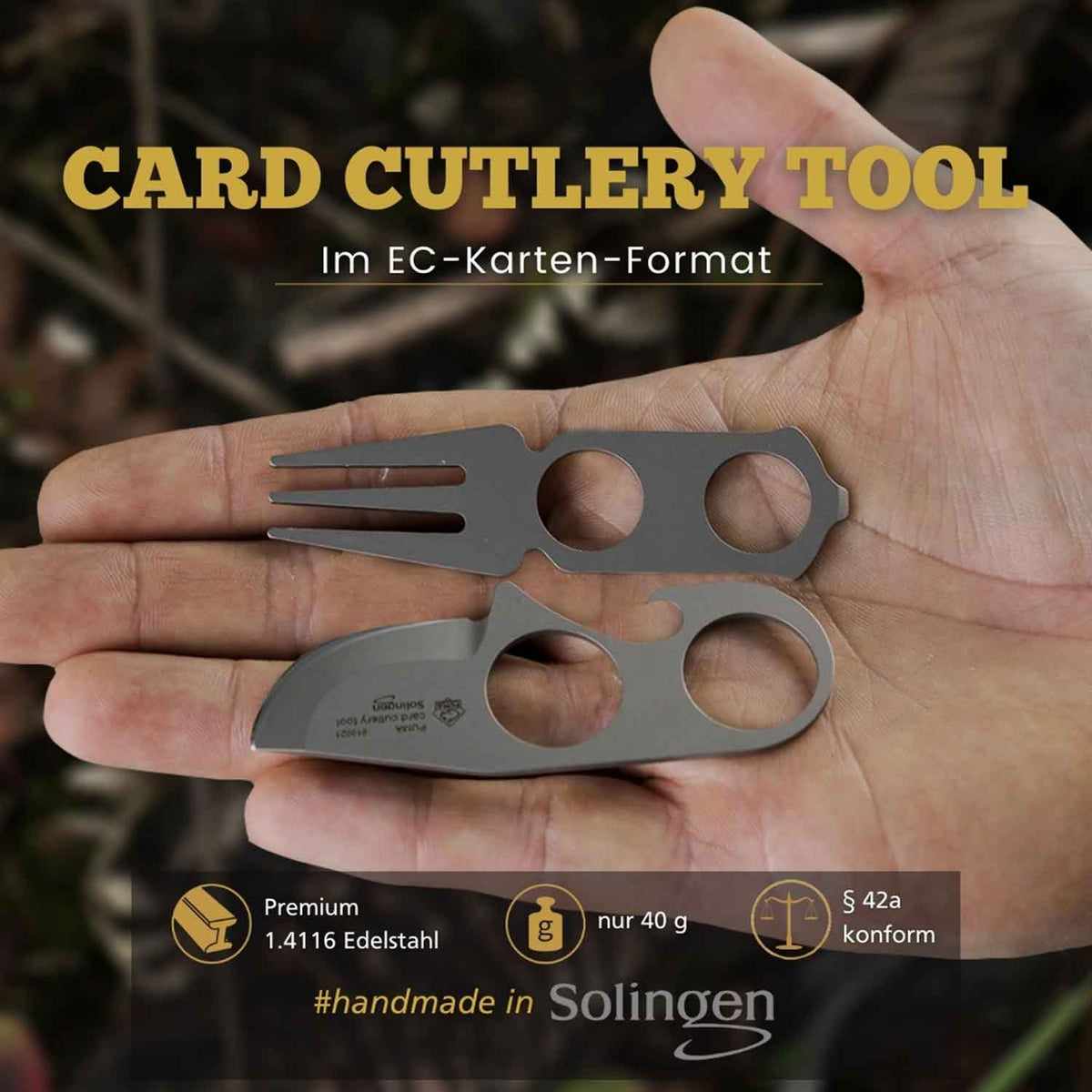 Puma Card Cutlery Tool – 4-in-1-Reisebesteck für Minimalisten – Campingbesteck im kompakten format
