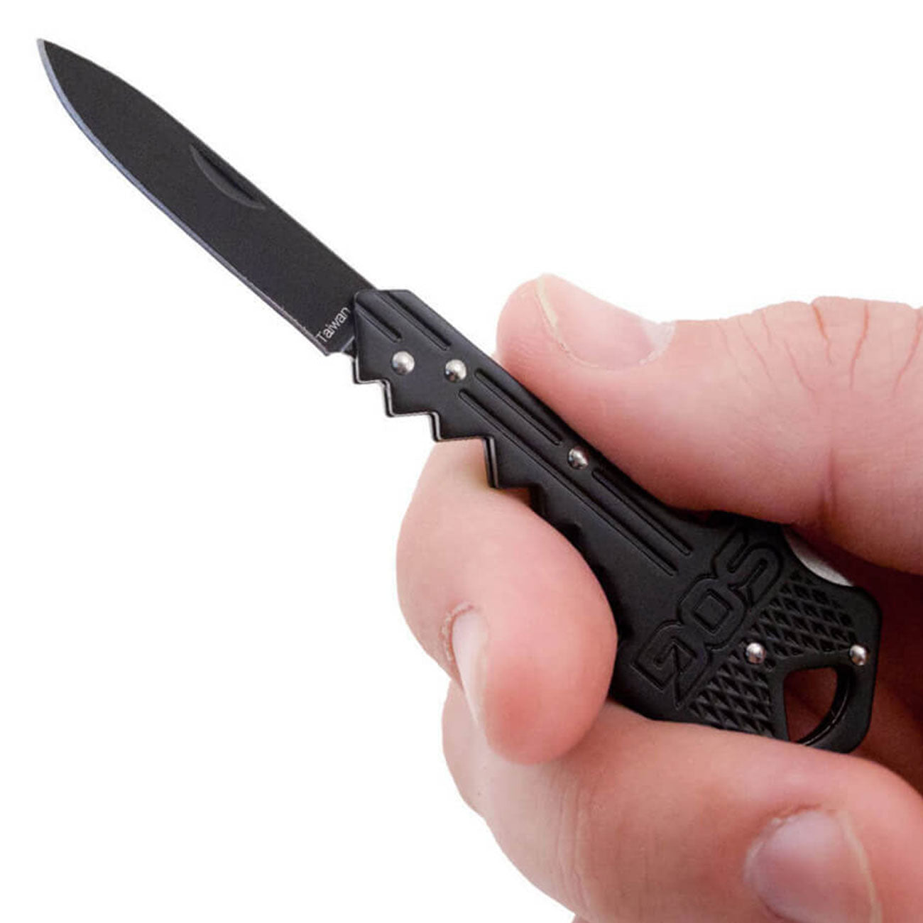 SOG Key Knife Schlüsselanhänger - Mini Taschenmesser im Schlüsselformat in 2 Farben – Messeransicht