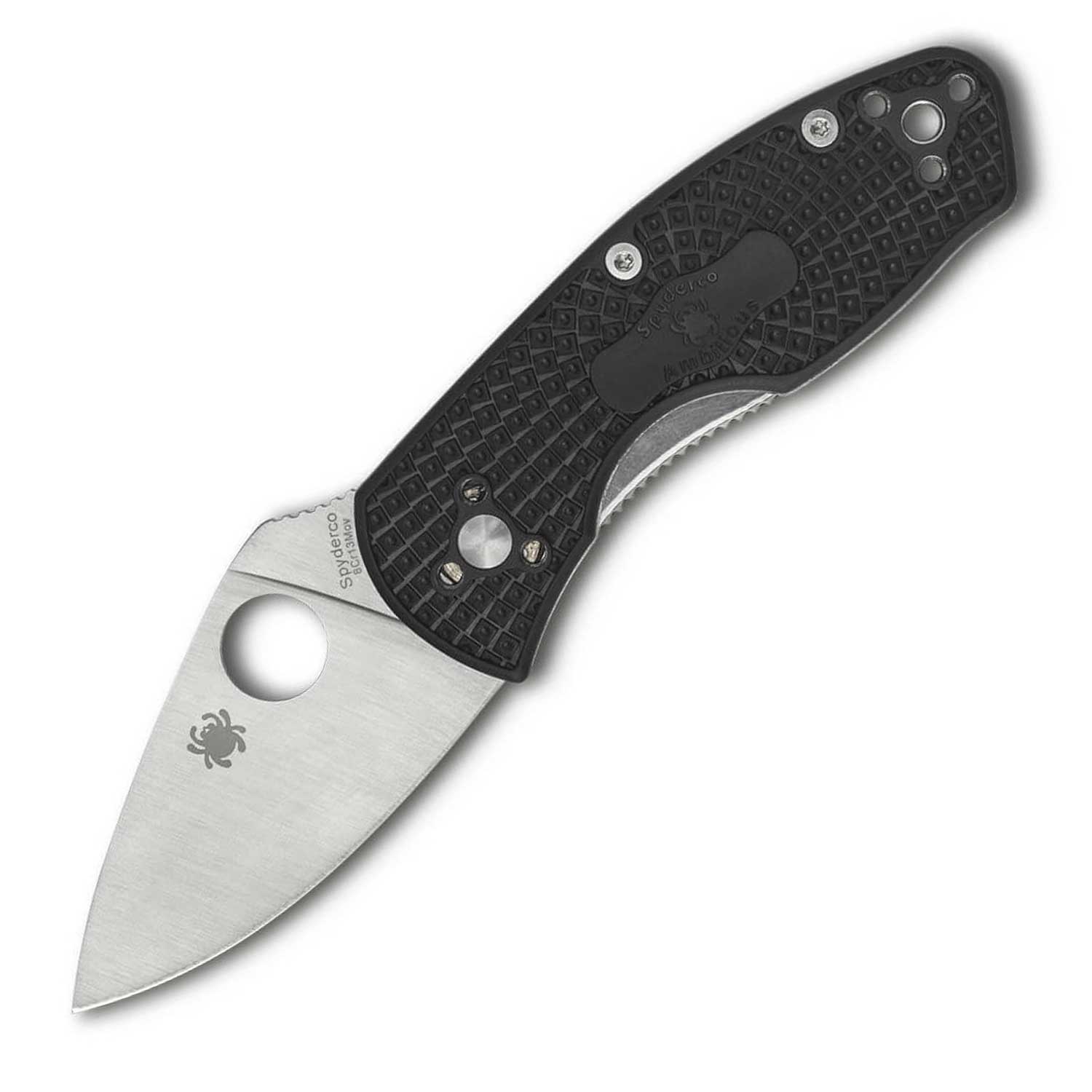 Spyderco Ambitious Lightweight Black PlainEdge - Kompaktes Taschenmesser mit Clip