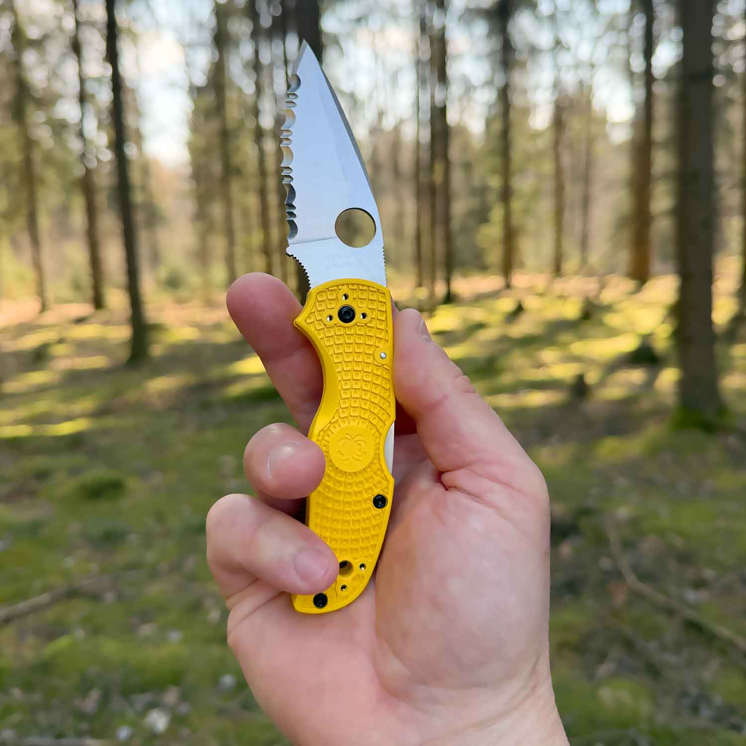 Spyderco Native 5 Salt Yellow MagnaCut – Taschenmesser mit Backlock & Clip – Detailansicht
