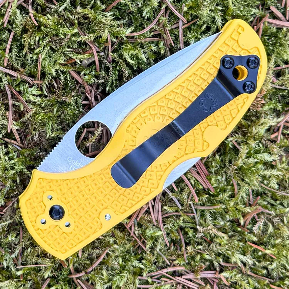 Spyderco Native 5 Salt Yellow MagnaCut – Taschenmesser mit Backlock & Clip – Detailansicht