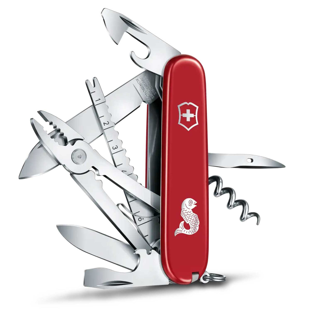 Victorinox Angler Taschenmesser - Anglermesser Multitool mit 19 Funktionen rot (1.3653.72)