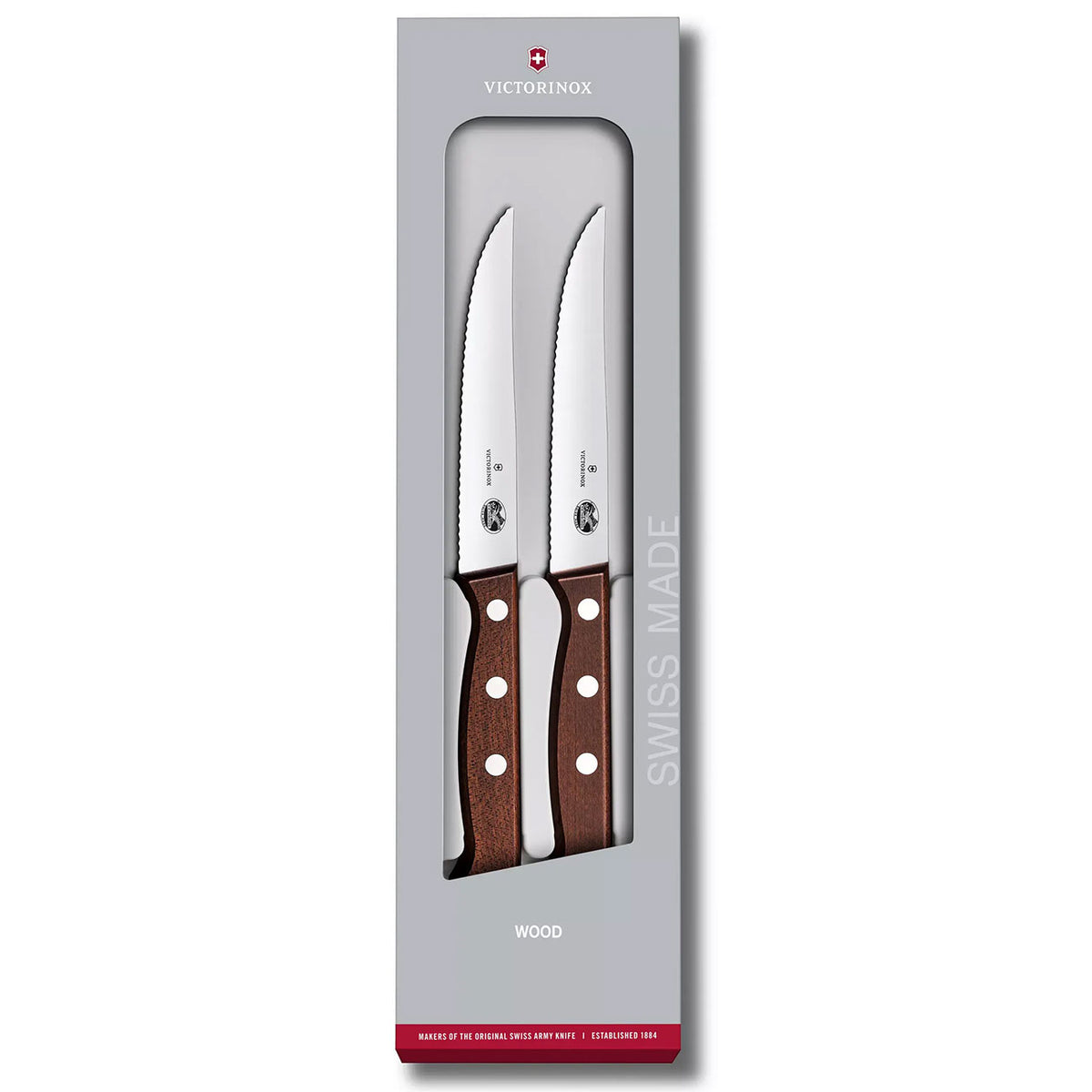Victorinox Steakmesser-Set mit extra scharfem Wellenschliff Ahornholz 2-teilig – Detailansicht