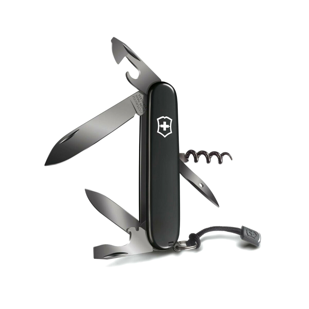 Victorinox Spartan Onyx Black – Schwarzes Taschenmesser mit 12 Funktionen und Geschenkbox – Detailansicht