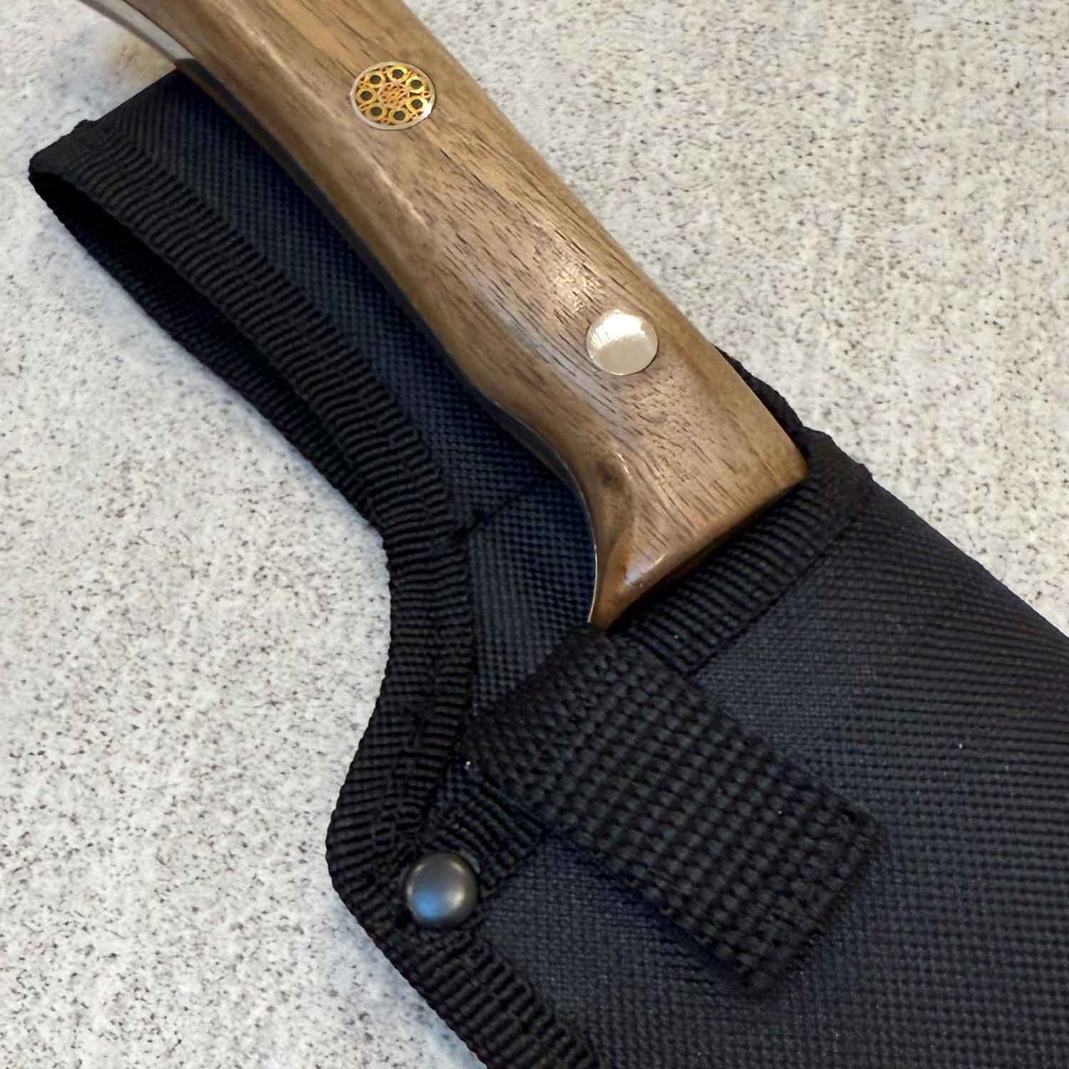 Herbertz CJH Outdoor Kochmesser – Robustes Küchenmesser mit Walnussholzgriff – Detailansicht