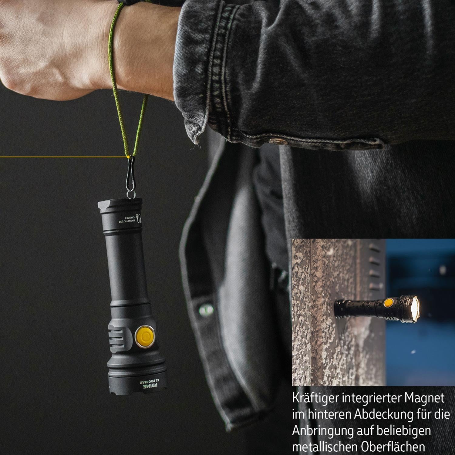 Armytek Prime C2 Pro Max – Allround Taschenlampe mit 21700 Akku (2 Lichtfarben) – Detailansicht