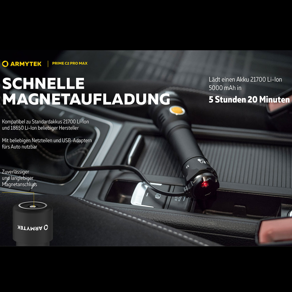 Armytek Prime C2 Pro Max – Allround Taschenlampe mit 21700 Akku (2 Lichtfarben) – USB-C Ladeanschluss