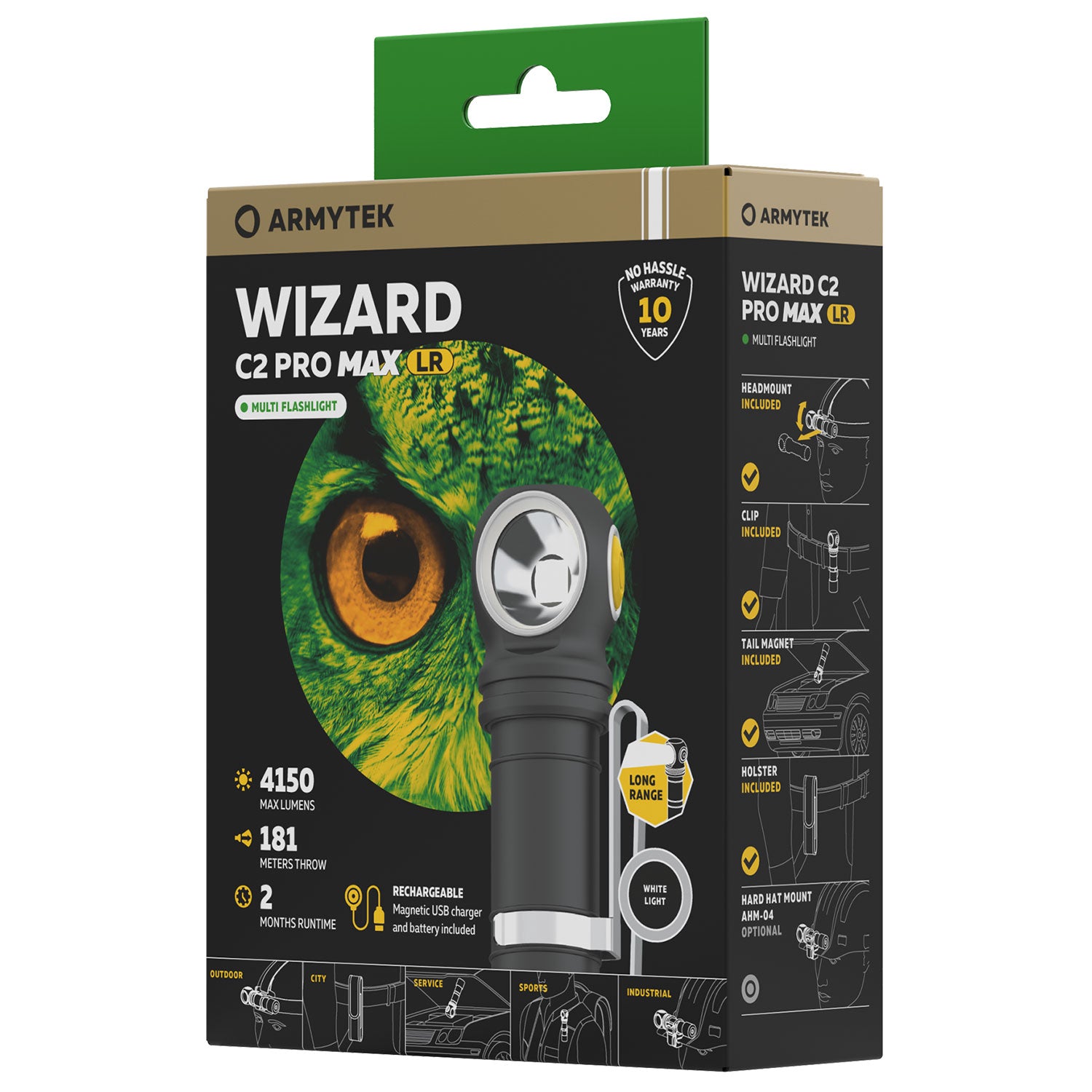 Armytek Wizard C2 Pro Max LR 21700 - LED Multilampe mit Magnet Ladefunktion in 2 Lichtfarben – Detailansicht