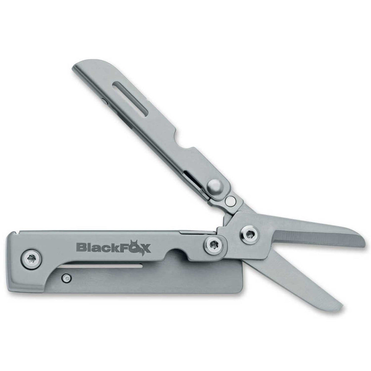 BlackFox Solver – Multitool aus Edelstahl mit Clip & großer Schere 13 Funktionen – Detailansicht