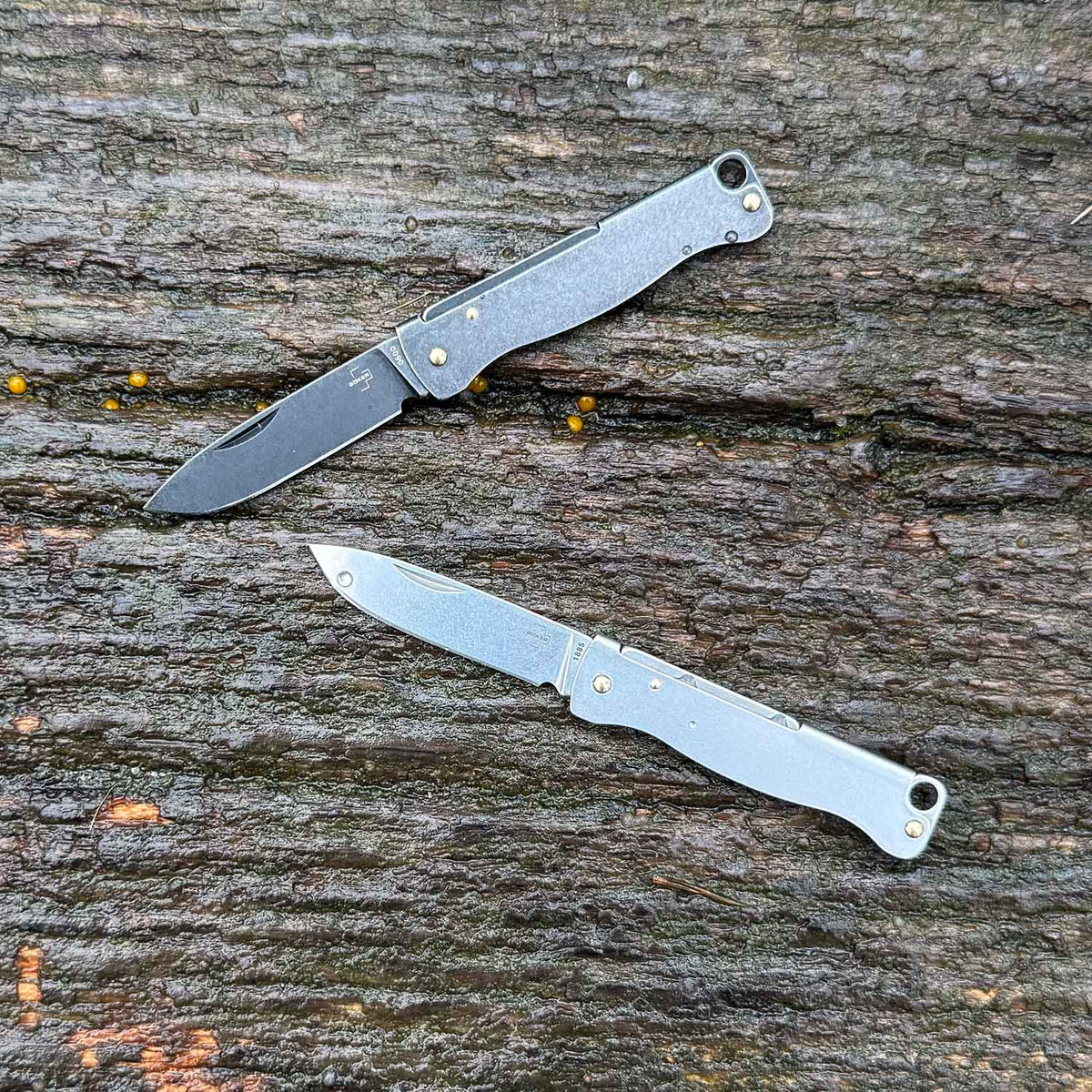 Böker Plus Atlas Mini – Schlüsselbund-Taschenmesser mit Slipjoint – silber und schwarz
