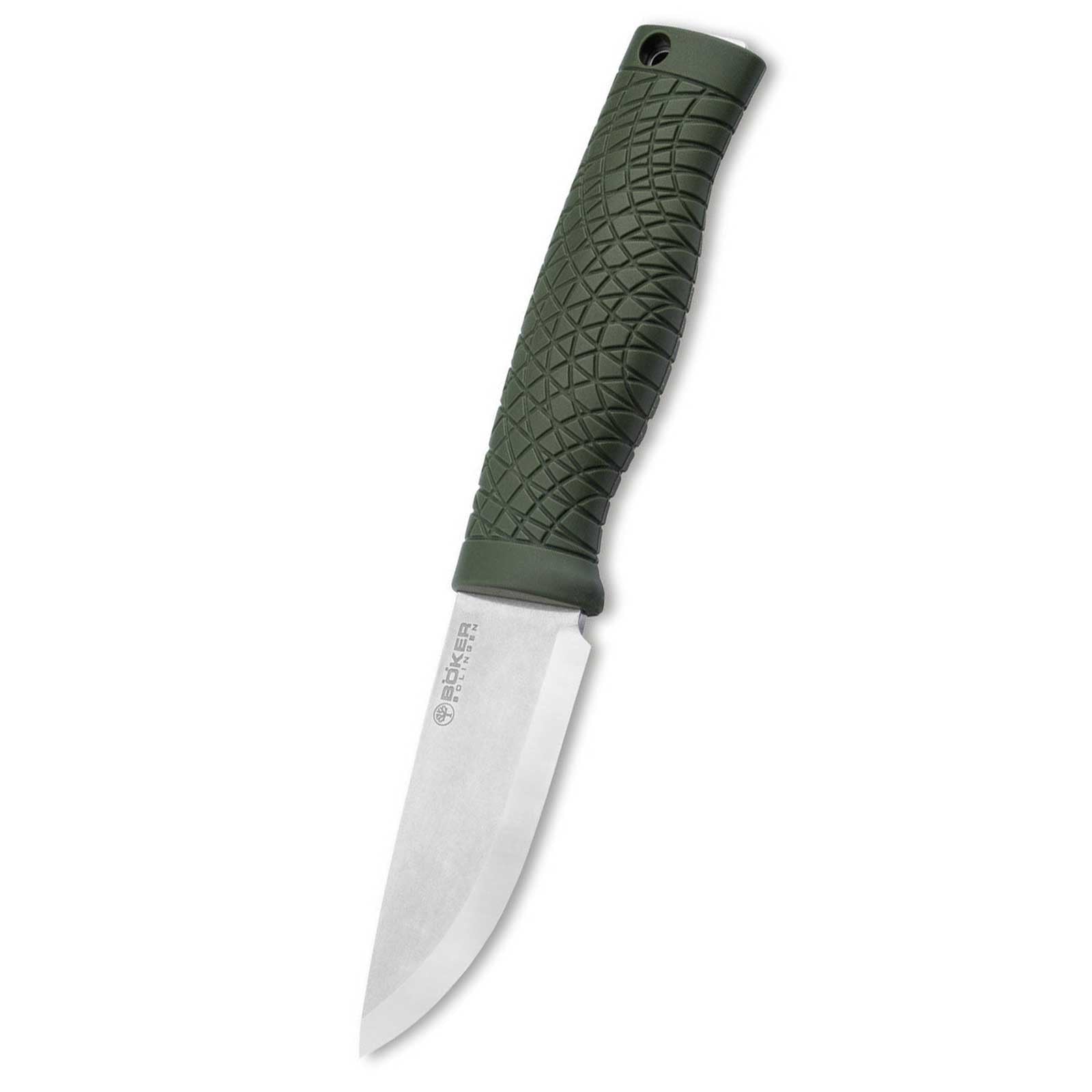 Böker Bronco Mini CPM-3V Green Scandi – Bushcraft-Messer mit Kydexscheide