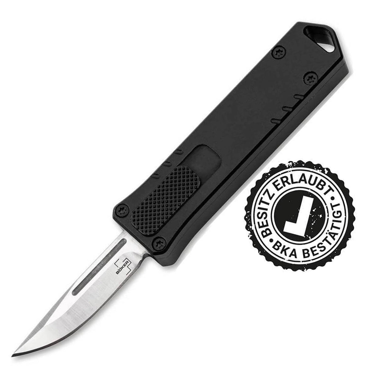 Böker Plus Micro USB OTF Tanto Taschenmesser schwarz – Farbvariante schwarz, USB-C Ladefunktion