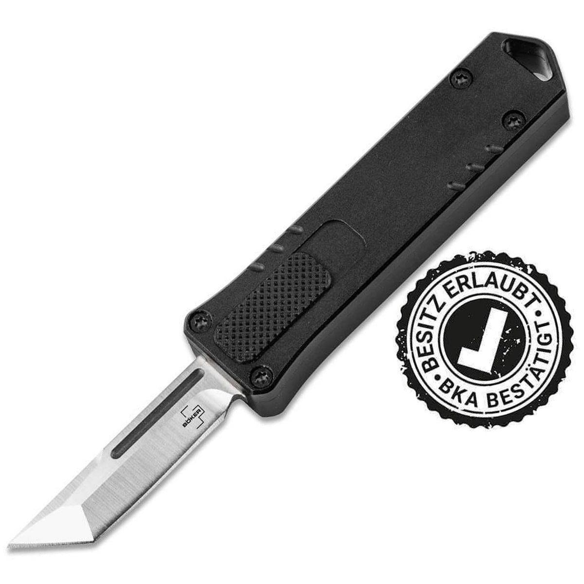 Böker Plus Micro USB OTF Tanto Taschenmesser schwarz – Detailansicht
