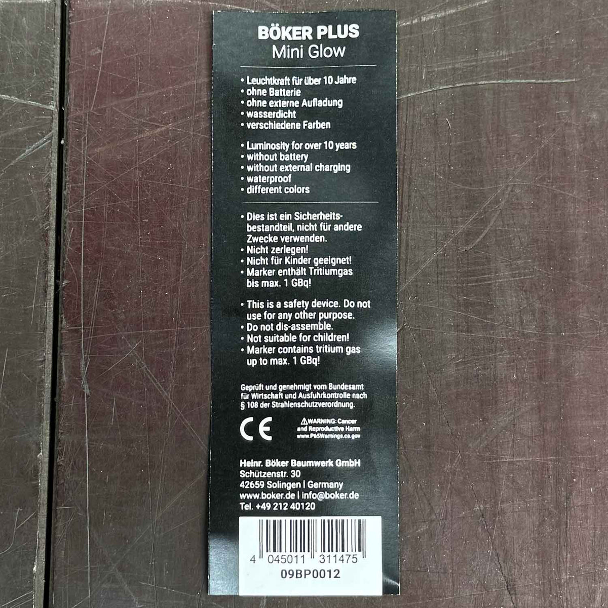 Böker Plus Mini Glow – Tritium Schlüsselanhänger selbstleuchtend – Detailansicht