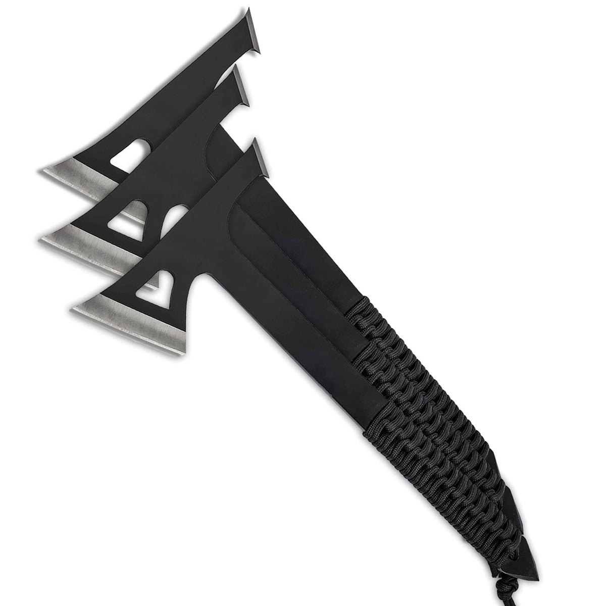 Böker Mohican Wurfaxt – Tomahawk mit Paracord-Griff und Nylonscheide im 3er-Set – Detailansicht