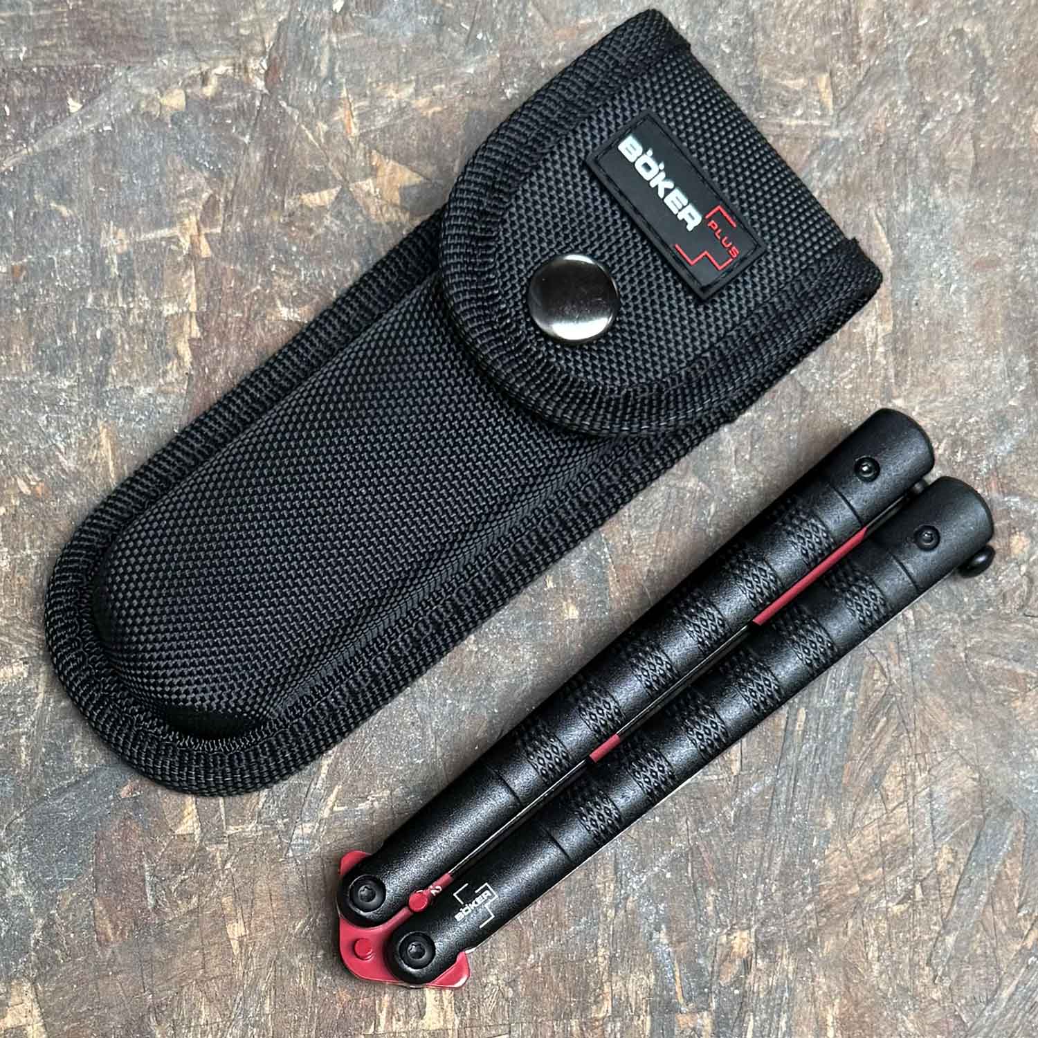 Böker Plus Balisong Relack Trainer – Butterfly Trainingsmesser mit Etui – Detailansicht