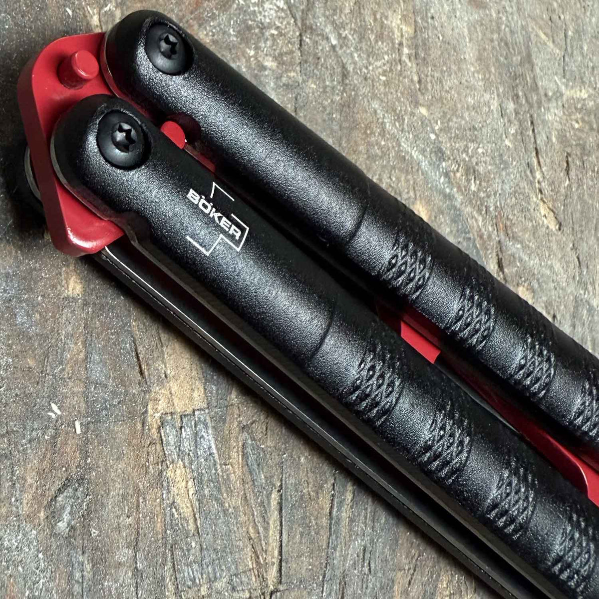 Böker Plus Balisong Relack Trainer – Butterfly Trainingsmesser mit Etui – Detailansicht
