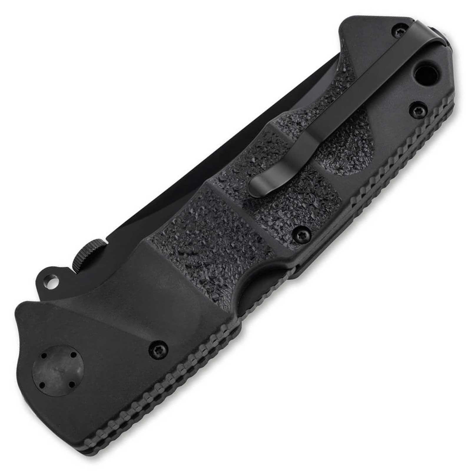 Böker Plus RBB 2.0 – Taschenmesser mit D2 Klinge, Backlock, Clip und Etui, schwarz – Messeransicht