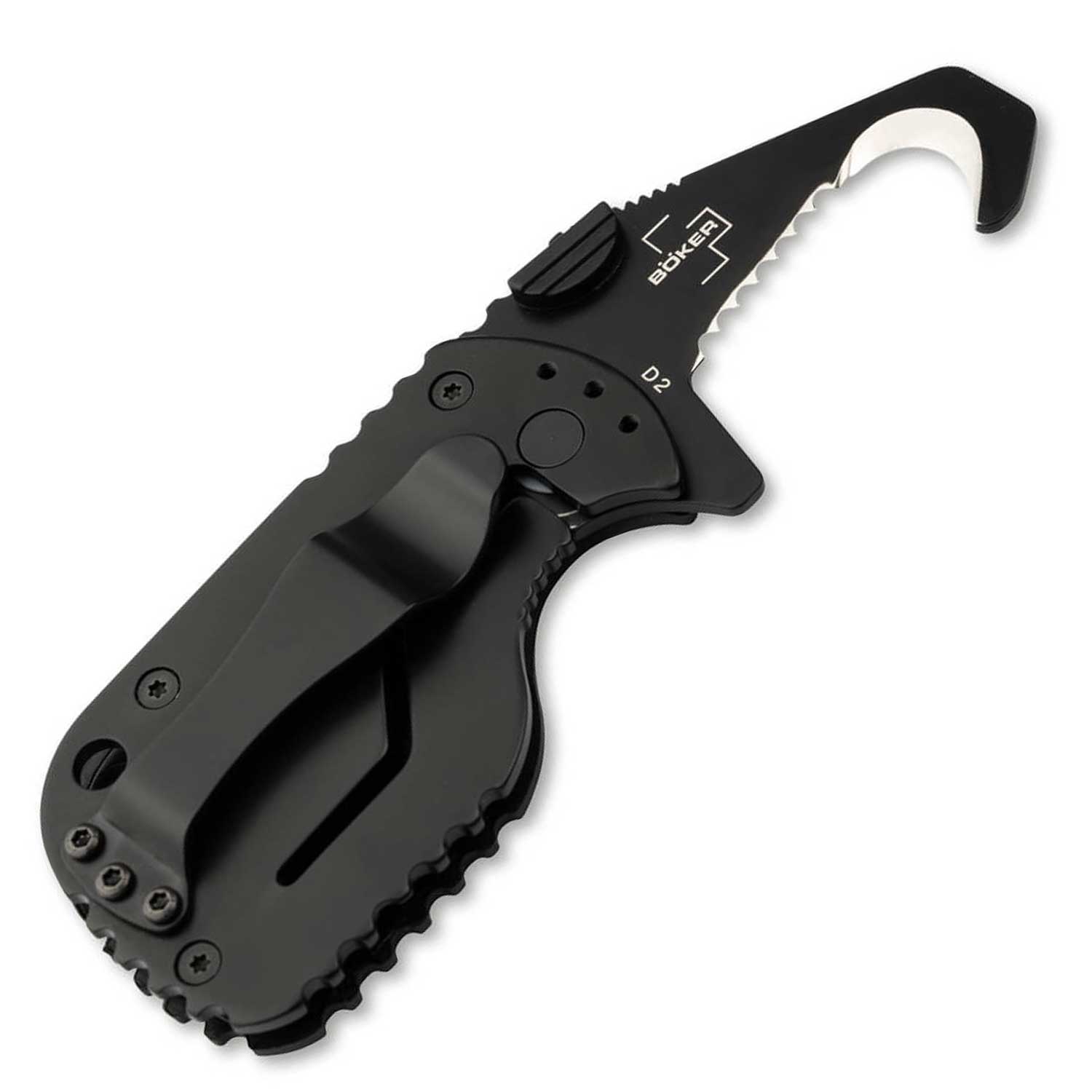 Böker Plus Rescom 2.0 – Kompaktes Rettungsmesser mit umsetzbarem Clip – Detailansicht