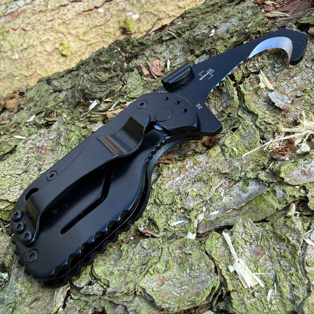Böker Plus Rescom 2.0 – kompaktes Rettungsmesser mit umsetzbarem Clip – Messer-Detailansicht