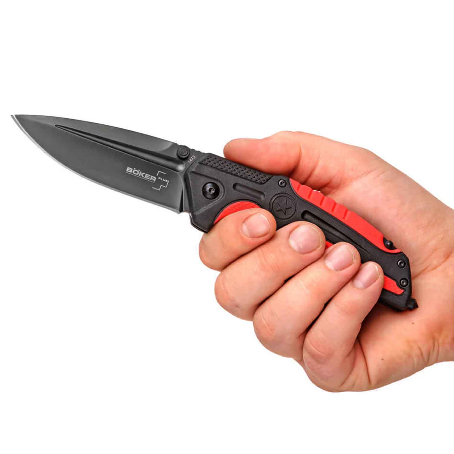 Böker Plus Savior 1 – Rettungsmesser mit Gurtschneider, Glasbrecher & Nylonetui – Detailansicht