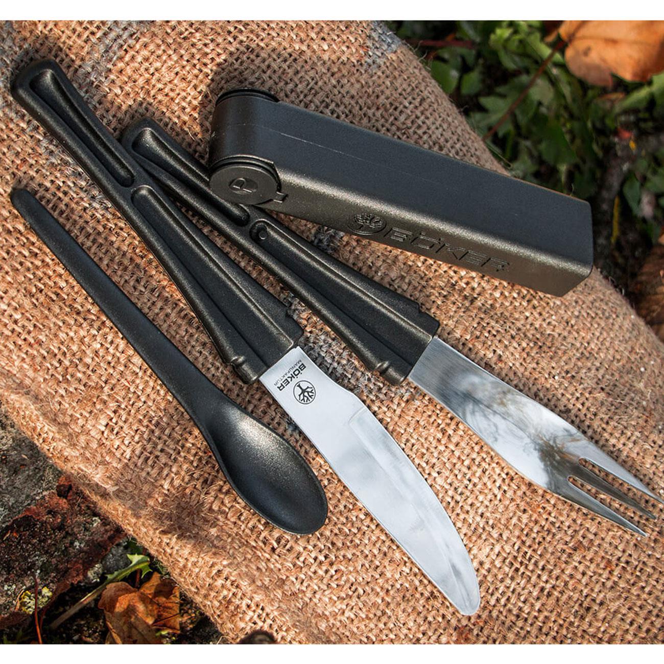 Böker Snac Pac – 5-in-1 Campingbesteck-Set mit Salz & Pfefferstreuer