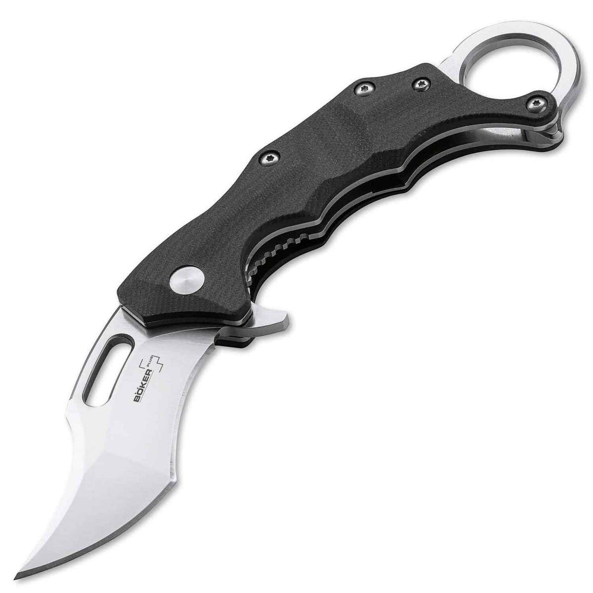 Böker Plus Wildcat – Edles Karambit Taschenmesser mit umsetzbarem Clip und Etui – Detailansicht