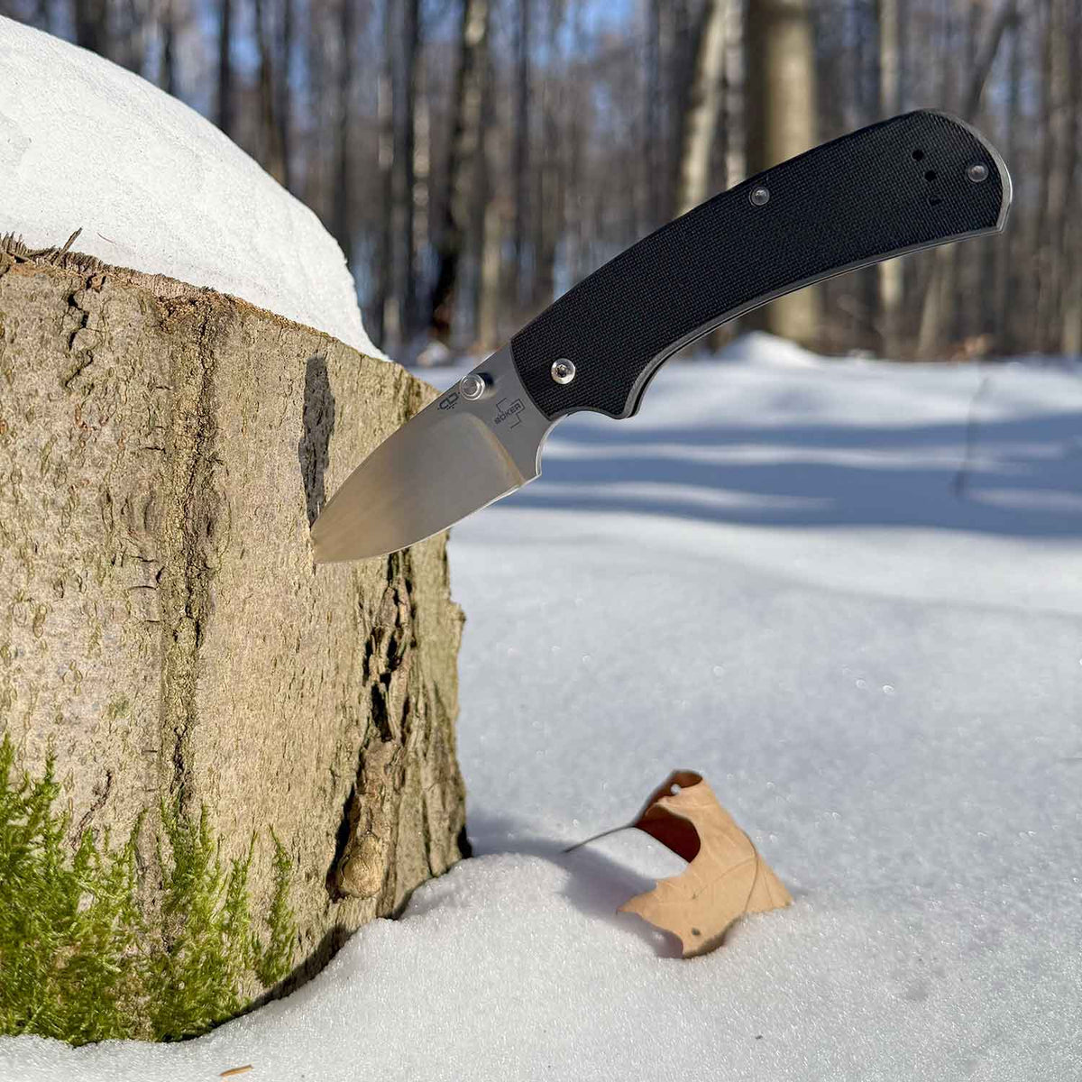 Böker Plus XS Drop – Kompaktes Slipjoint Taschenmesser mit Droppoint-Klinge – Detailansicht