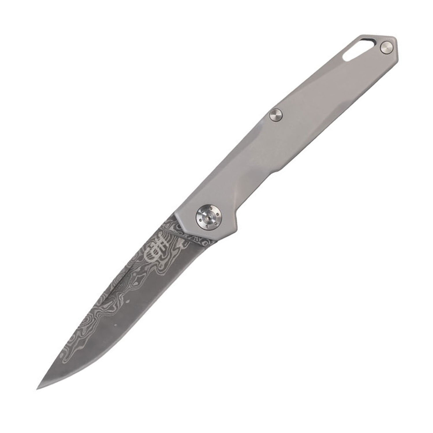Herbertz CJH Damast - Taschenmesser mit Edelstahlgriff in Geschenkbox – Detailansicht